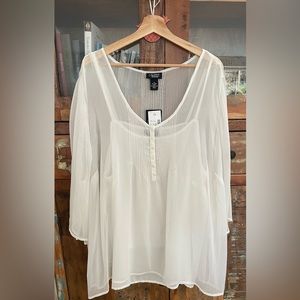 Liz & Me Platinum White Chiffon Pintuck Blouse
